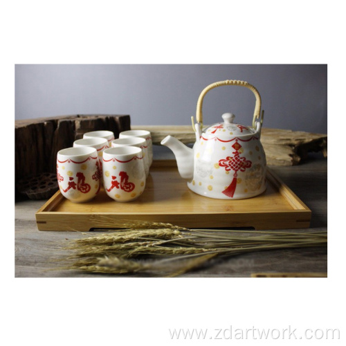 Chinese teapot suit Chinese knot